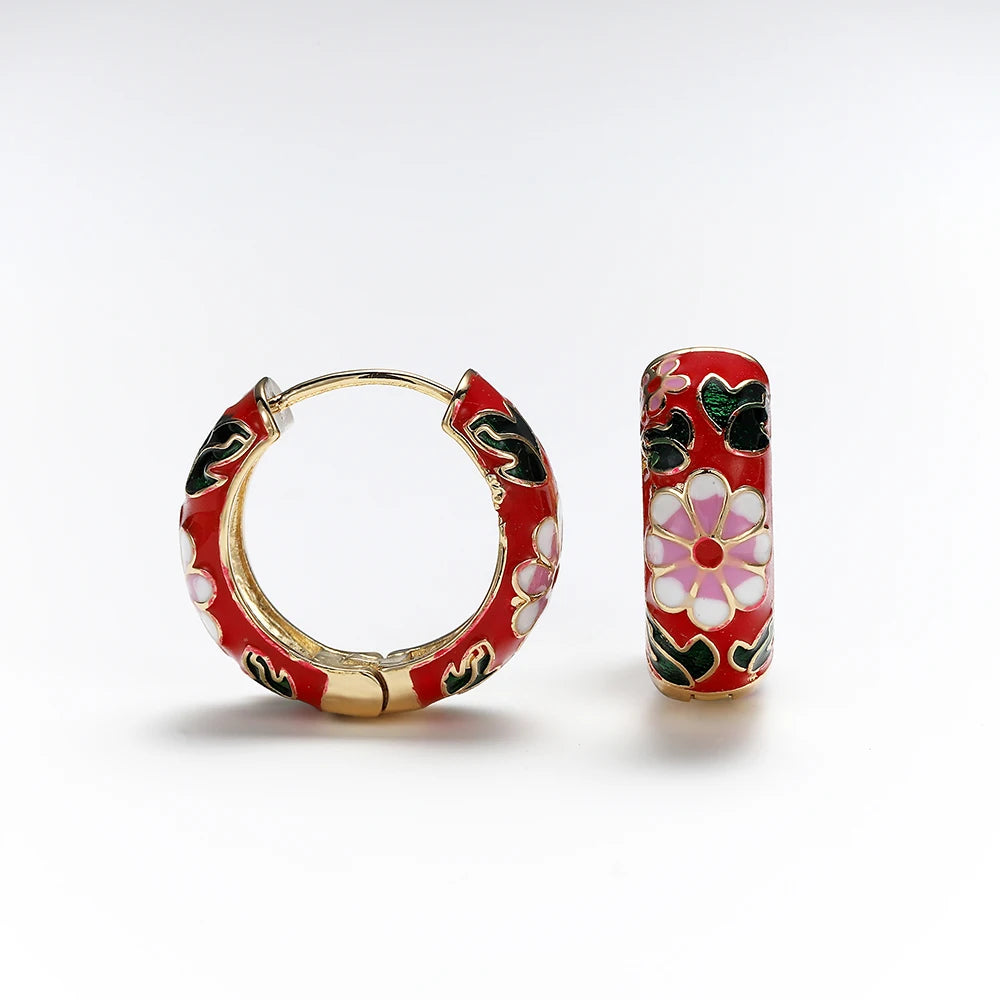 Flower Huggie Hoop Earrings