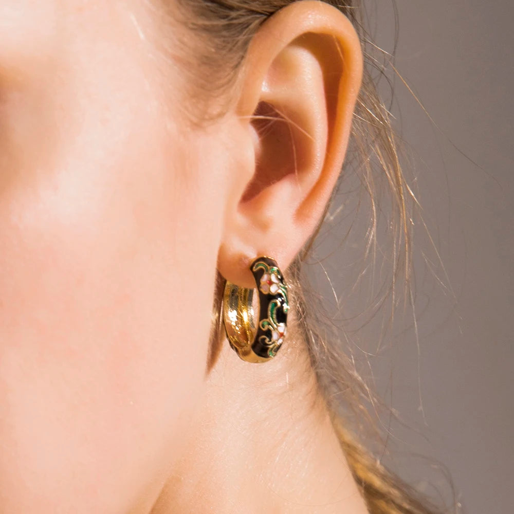 Flower Huggie Hoop Earrings