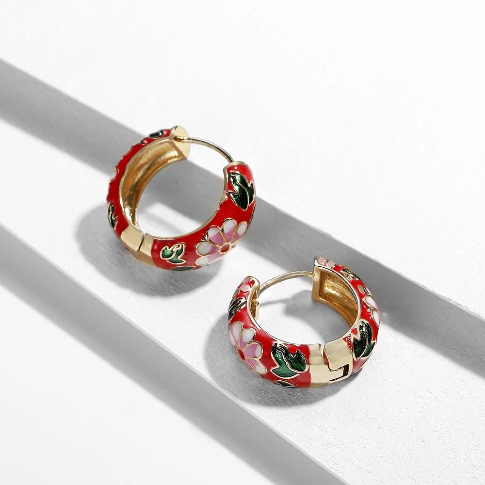 Flower Huggie Hoop Earrings