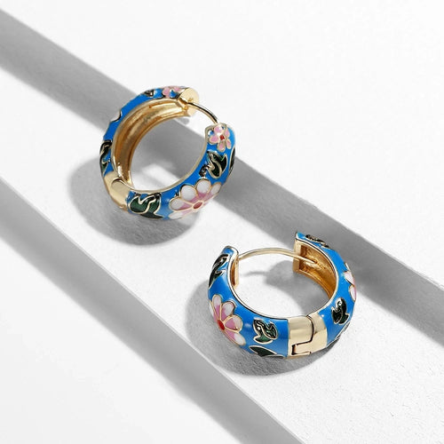 Flower Huggie Hoop Earrings