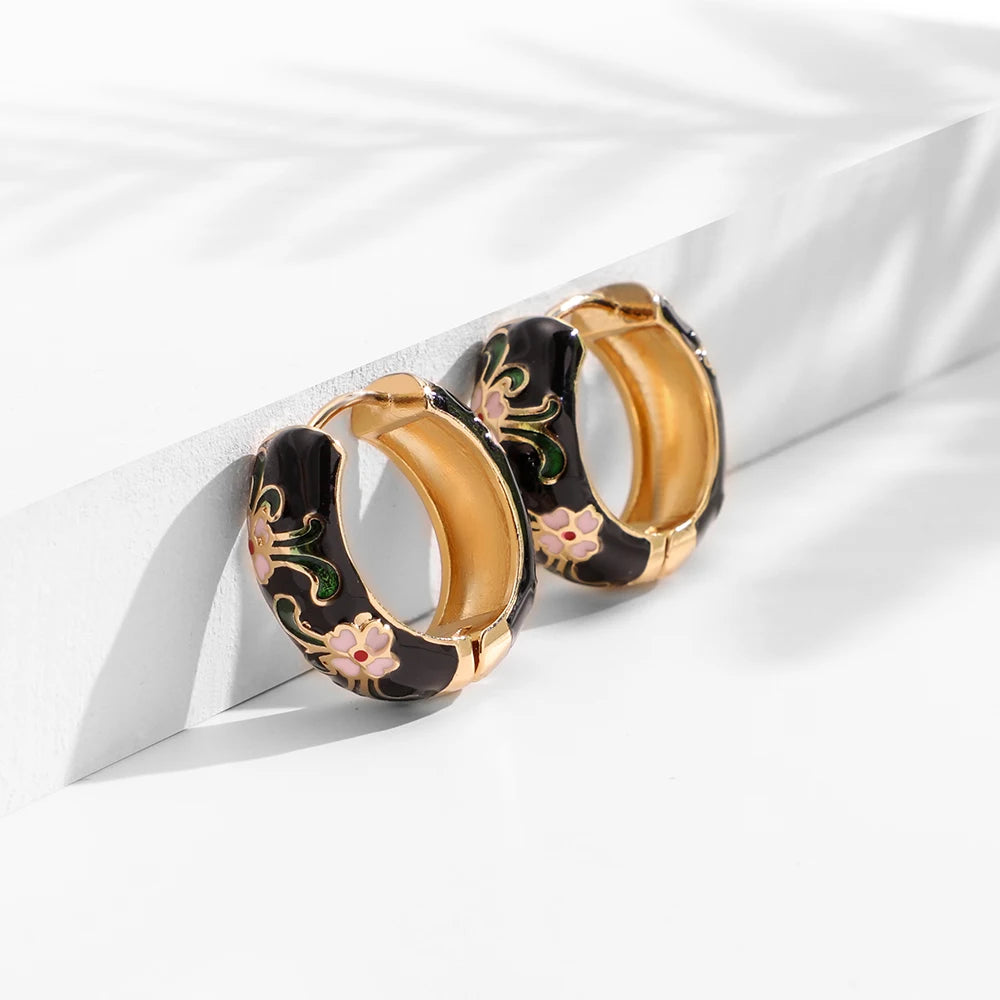 Flower Huggie Hoop Earrings