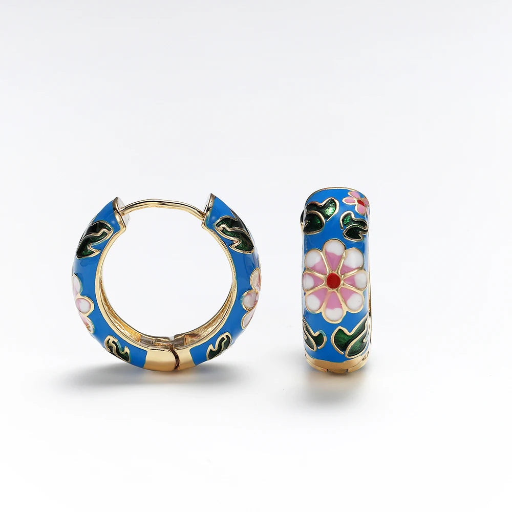 Flower Huggie Hoop Earrings