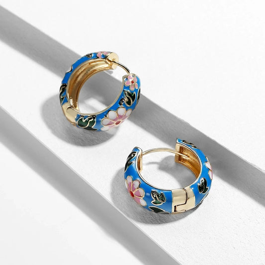 Flower Huggie Hoop Earrings