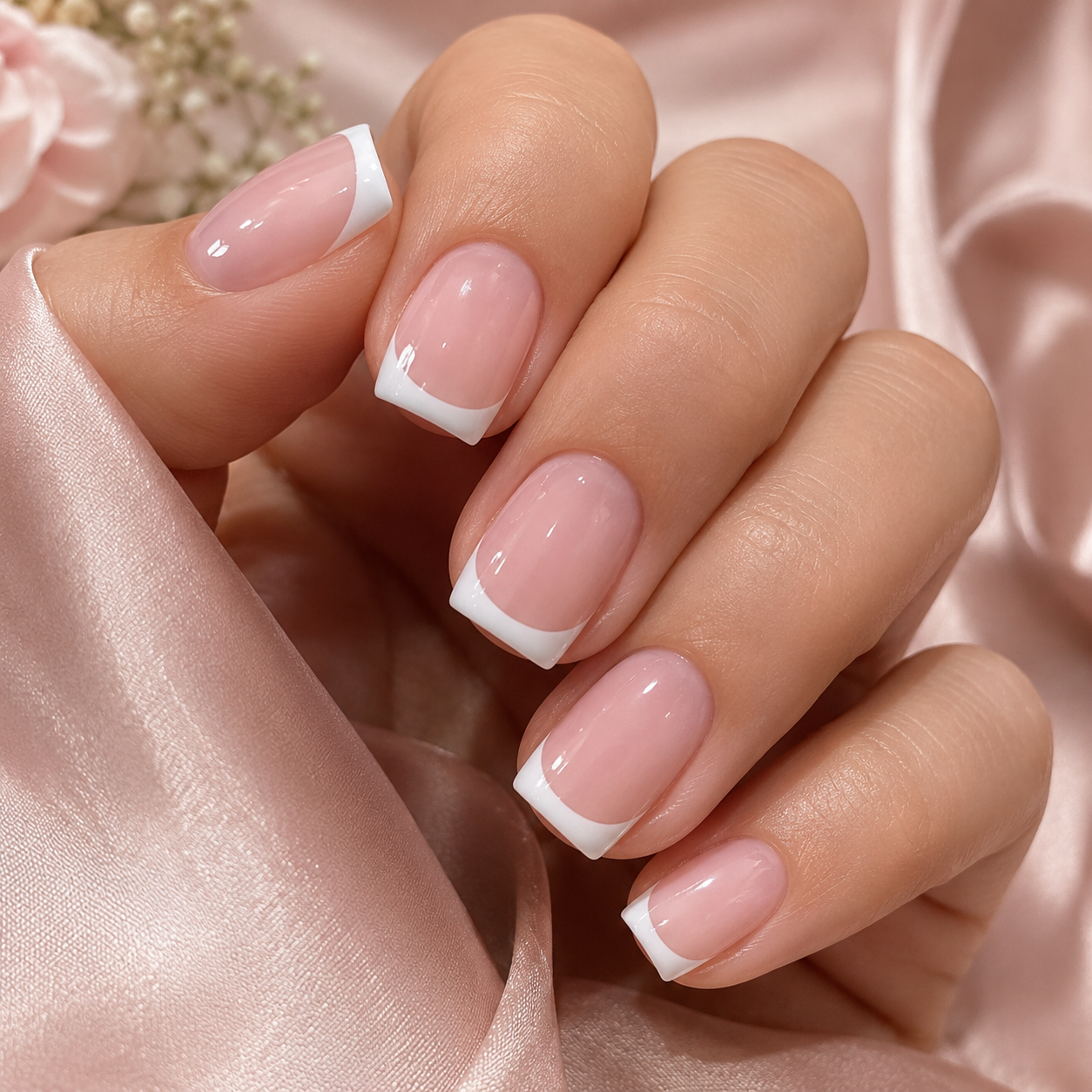 Classic French tip press-on nails