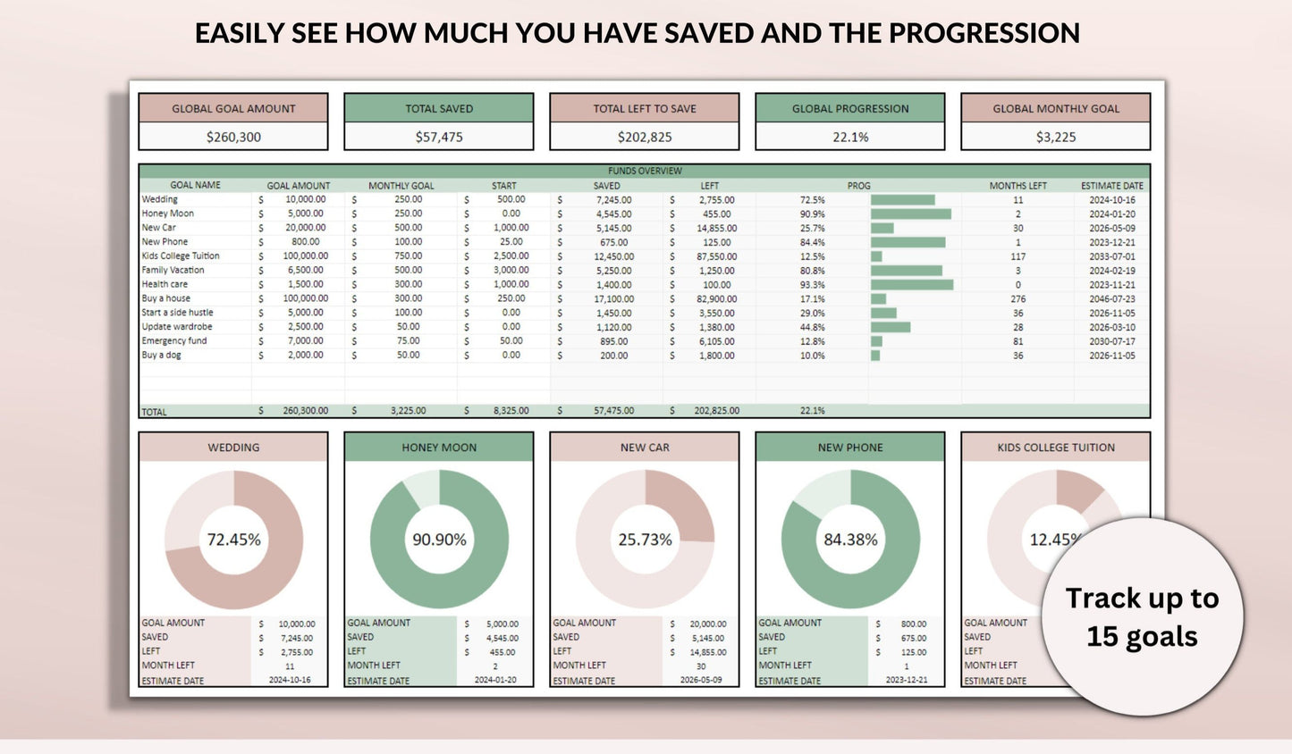 Budget Savings Tracker - INSTANT DOWNLOAD