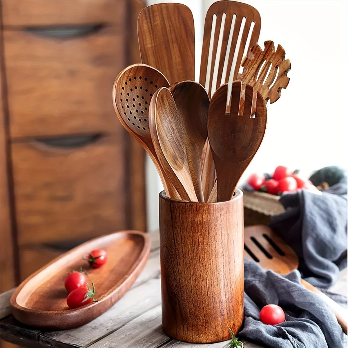 7PC Teak Gourmet's Grace Utensils