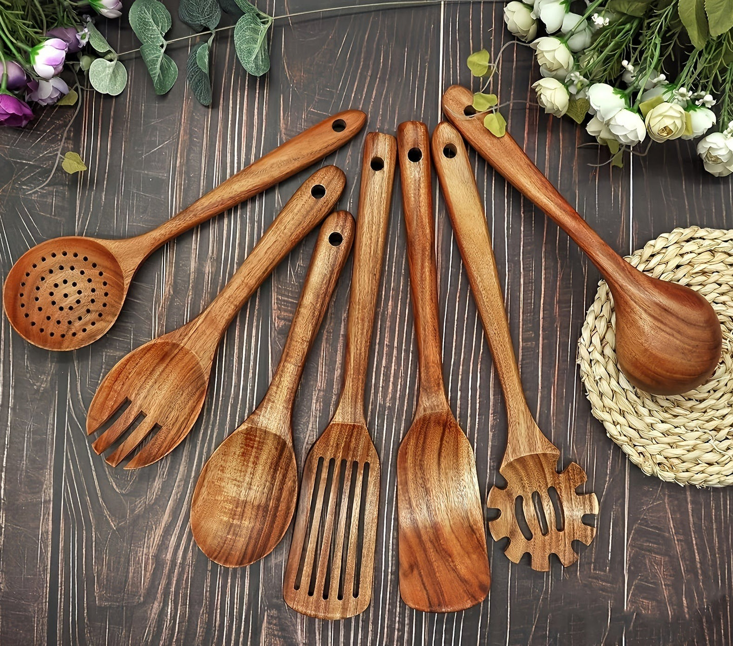 7PC Teak Gourmet's Grace Utensils